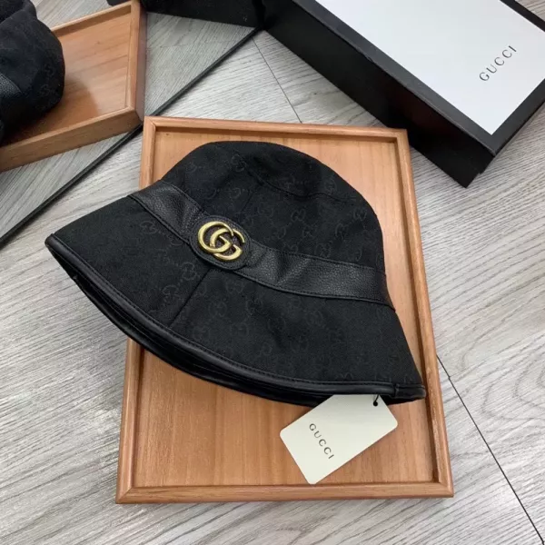 구찌 더블 G 로고 와이드 브림 자카드 버킷햇