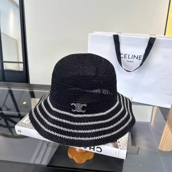 셀린느 물결 챙 배색 니트 버킷햇