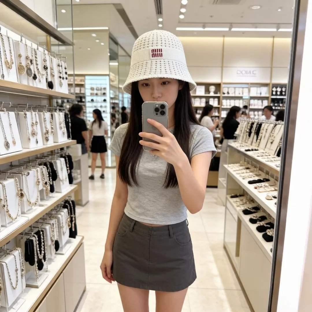 미우미우 우븐 로고 버킷햇 상세 이미지 8