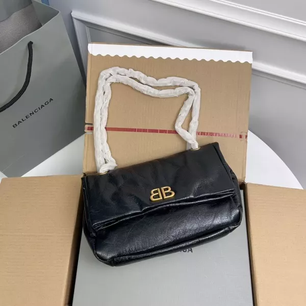 발렌시아가 모나코 스몰 BB 로고 크랙 카프스킨 숄더백