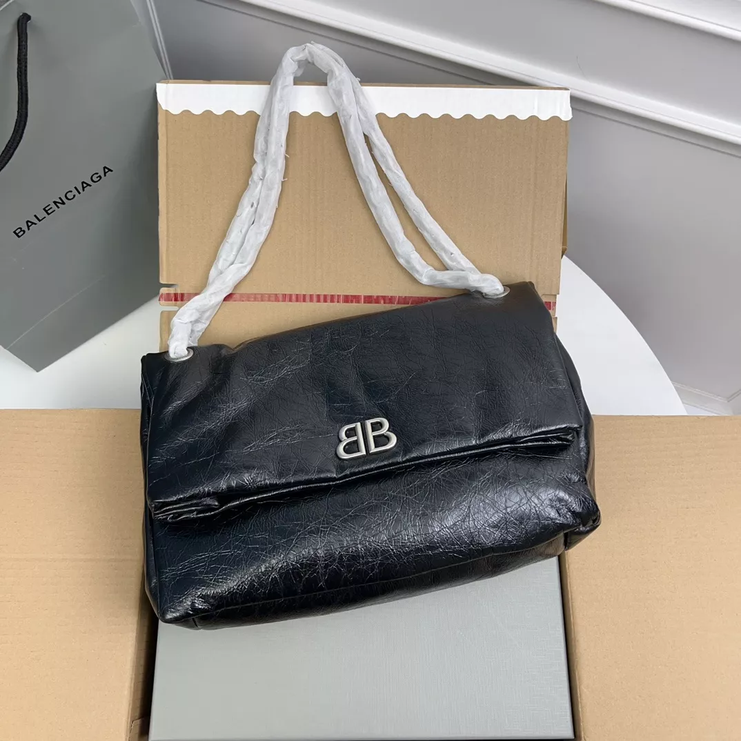 발렌시아가 모나코 라지 BB 로고 실버 하드웨어 숄더백 상세 이미지 1