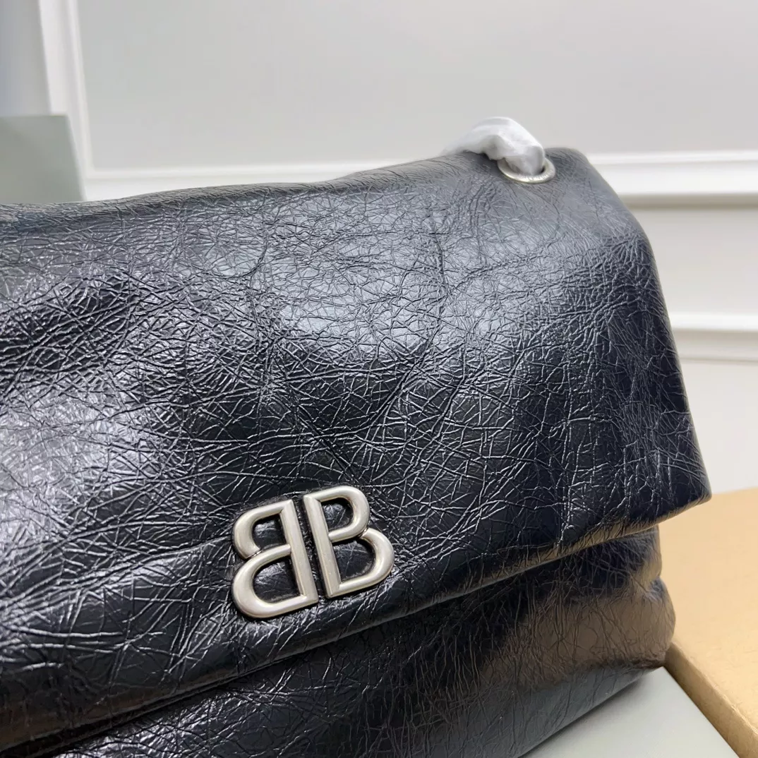 발렌시아가 모나코 라지 BB 로고 실버 하드웨어 숄더백 상세 이미지 4