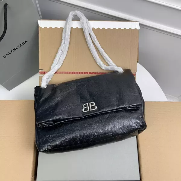발렌시아가 모나코 라지 BB 로고 실버 하드웨어 숄더백