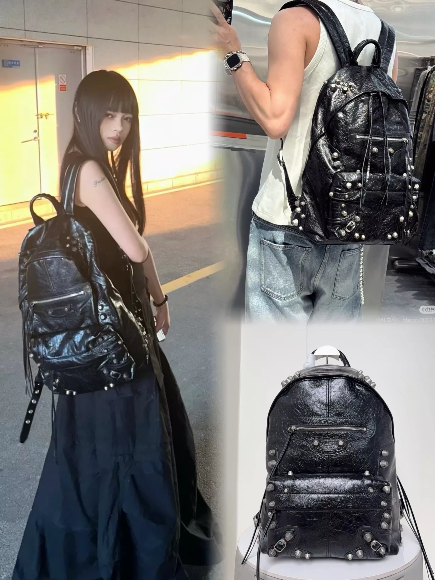발렌시아가 르 카골 스터드 크랙드 램스킨 백팩 상세 이미지 10
