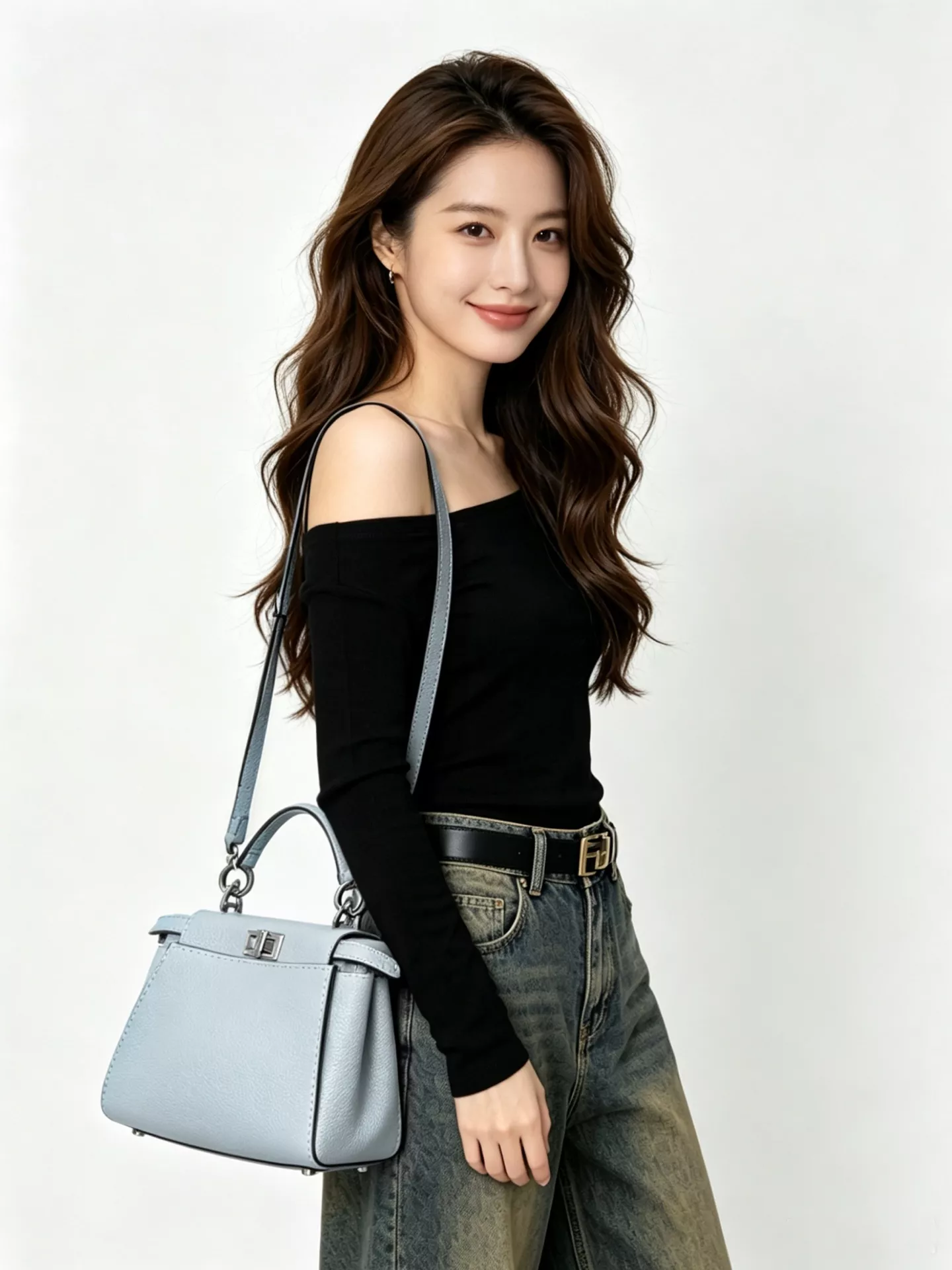 펜디 피카부 스몰 리치 텍스처 트위스트 락 토트백 상세 이미지 10