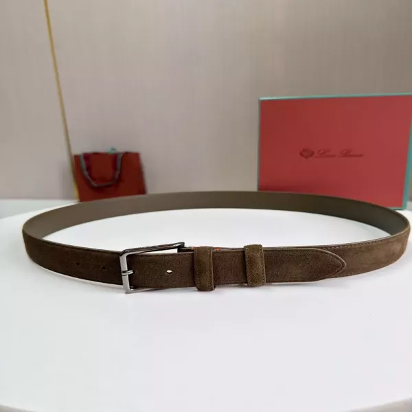 로로피아나 스웨이드 카프스킨 스퀘어 버클 3.5cm 벨트
