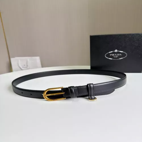 프라다 2.5cm 골드 톤 메탈 버클 레더 벨트