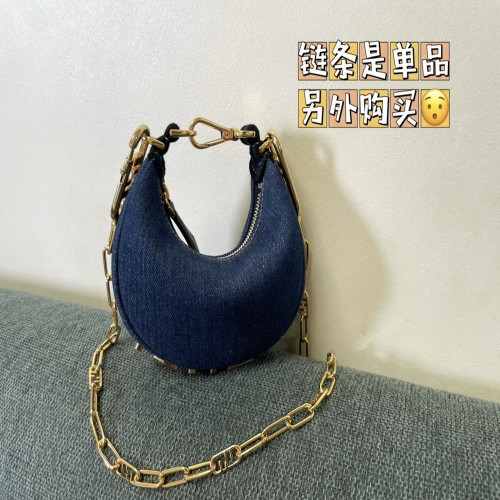 펜디 프라피 미니 데님 초승달 호보백