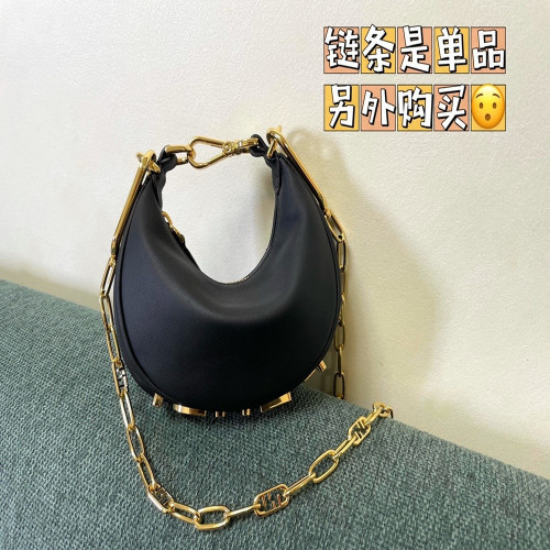 펜디 그래피 금속 로고 레더 나노 호보백