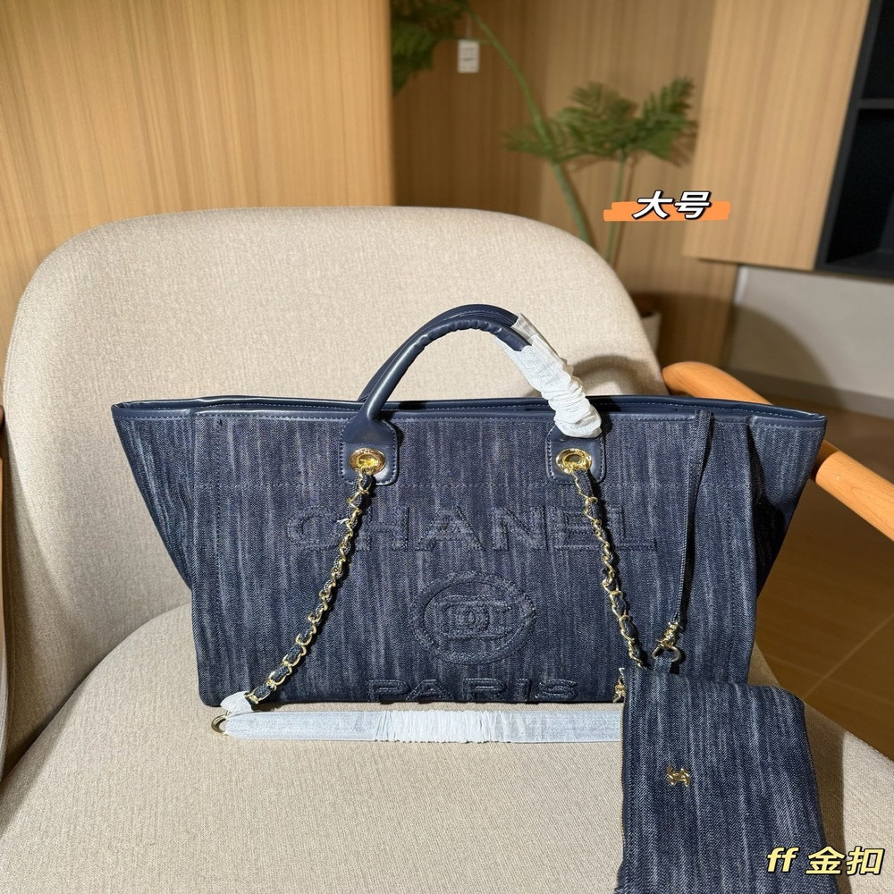 샤넬 데님 대용량 비치 쇼퍼백