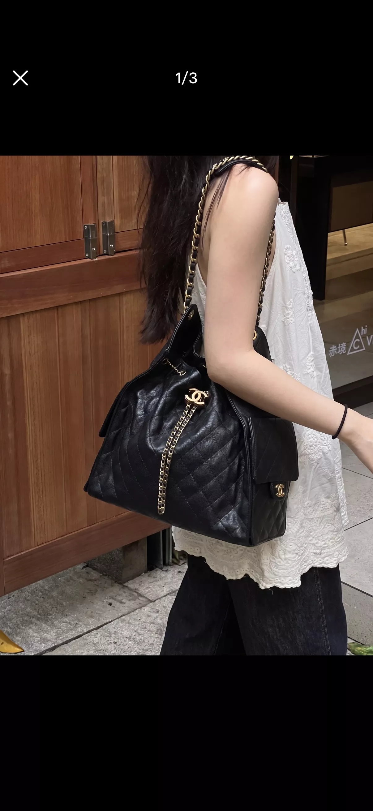 샤넬 체인 디테일 퀼팅 버킷 호보백 상세 이미지 19