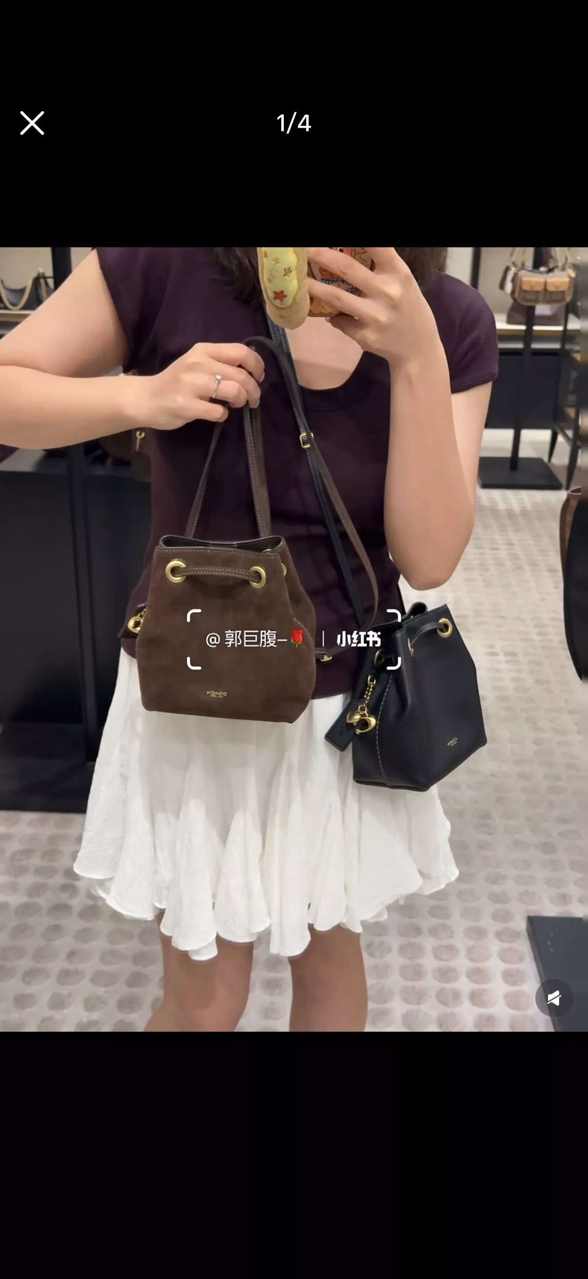 코치 스웨이드 제이드 미니 버킷백 상세 이미지 12