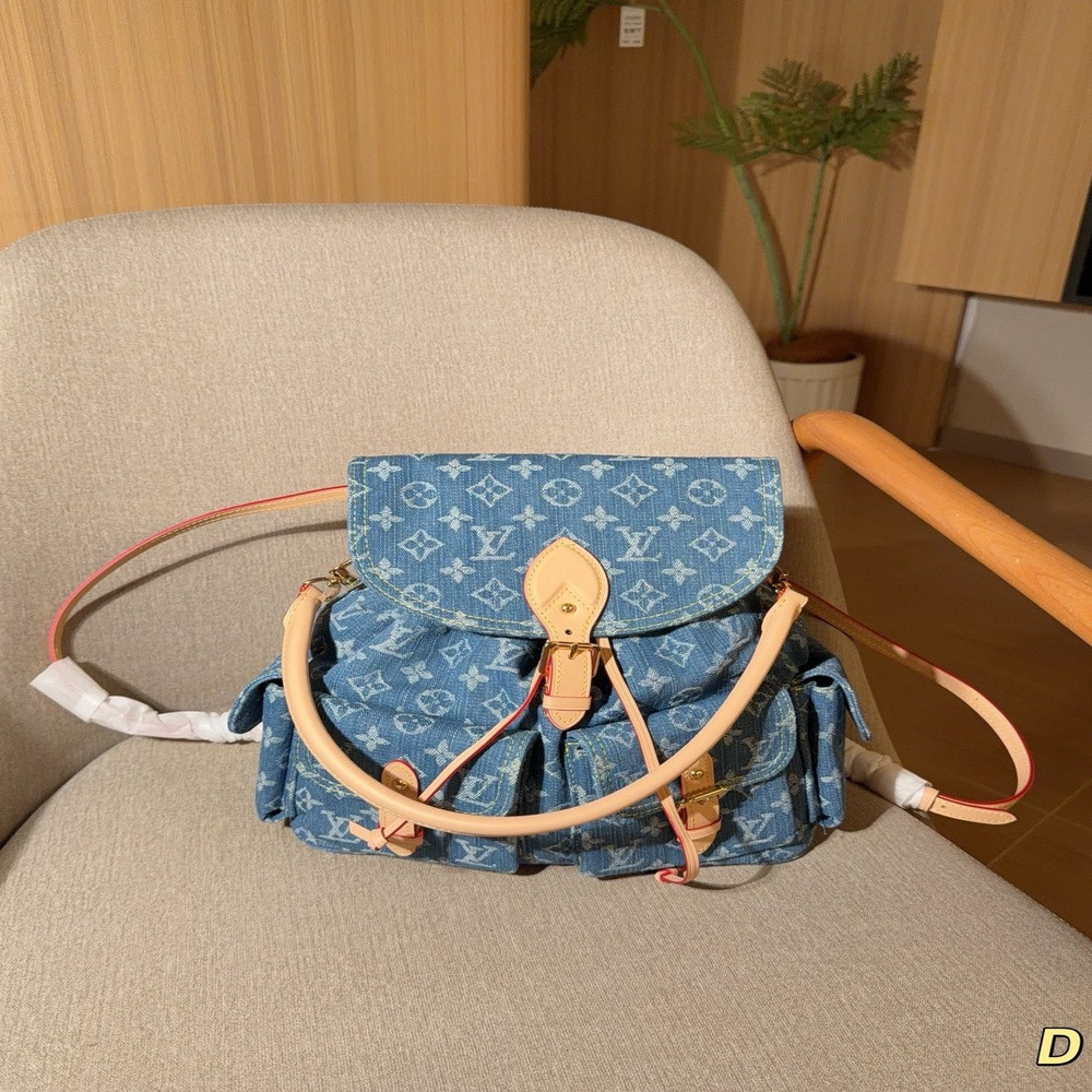 루이비통 데님 모노그램 드로스트링 백팩