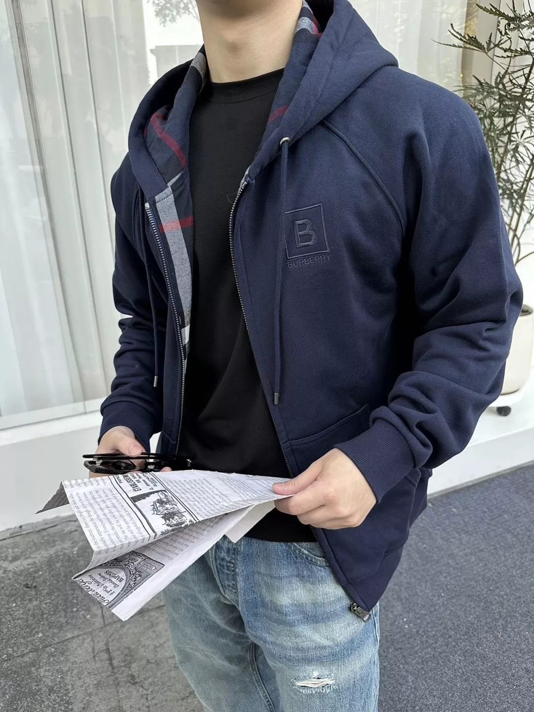 버버리 체크 후드 자수 집업 후드 재킷 상세 이미지 12
