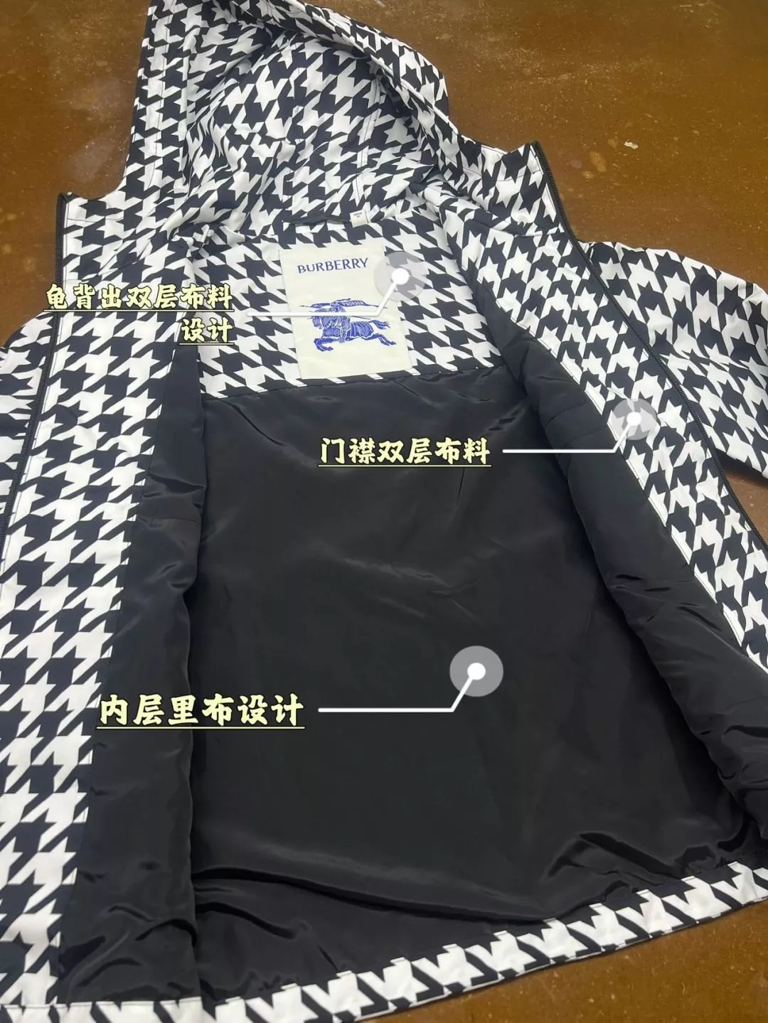 버버리 하운드투스 체크 드로스트링 후드 재킷 상세 이미지 11