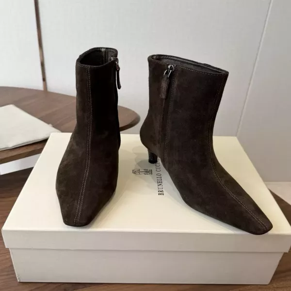 브루넬로쿠치넬리 스퀘어 토 실버 힐 앵클 부츠