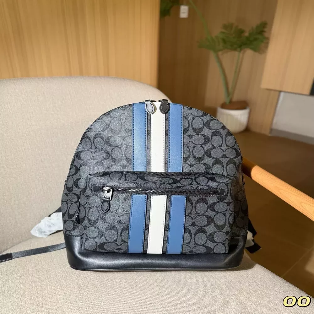 코치 차터 로고 패턴 스트라이프 백팩