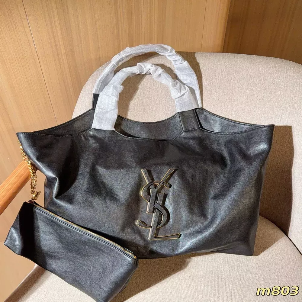 입생로랑 아이케어 메탈 로고 매트 가죽 쇼퍼백