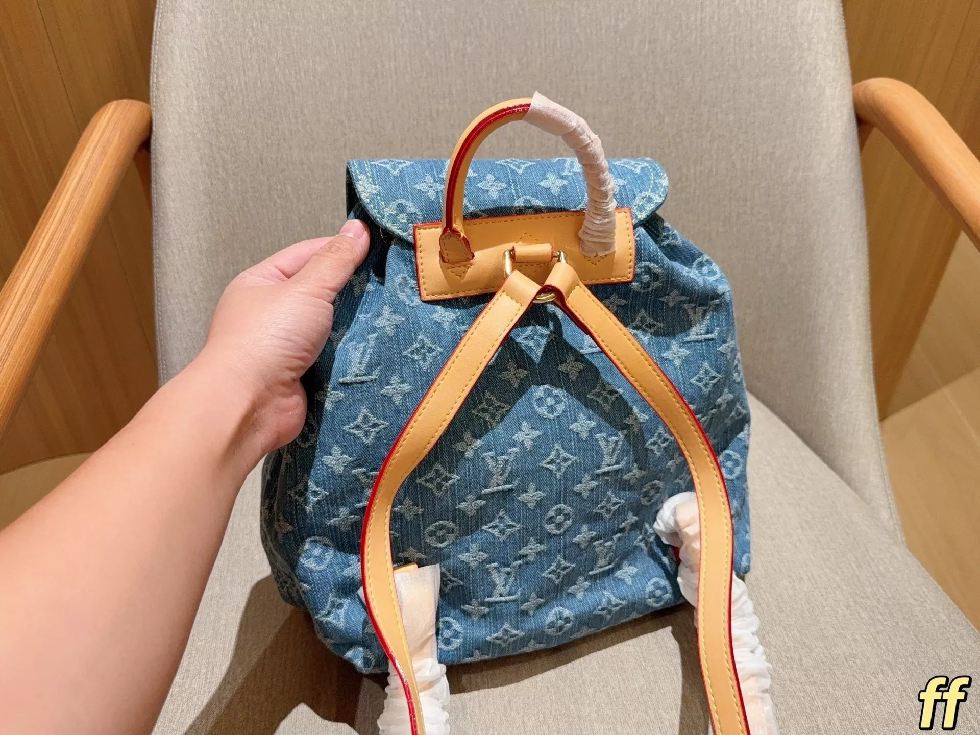 루이비통 빈티지 데님 모노그램 드로스트링 백팩 상세 이미지 4