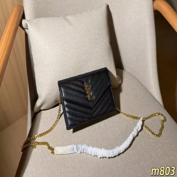 입생로랑 캐비어 퀼팅 엔벨로프 체인 크로스백