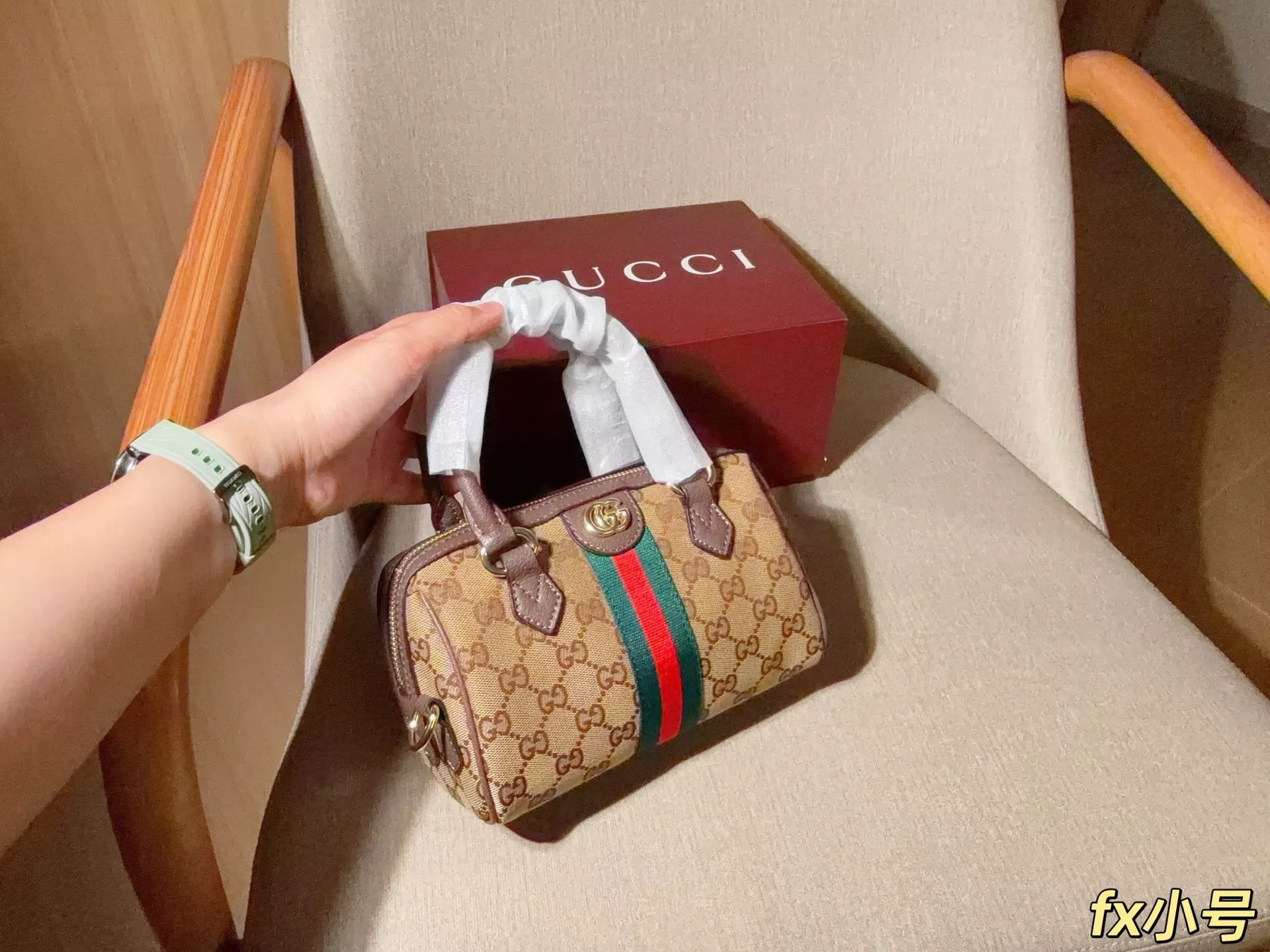 구찌 보르세토 GG 패턴 탑핸들 보스턴백 상세 이미지 2