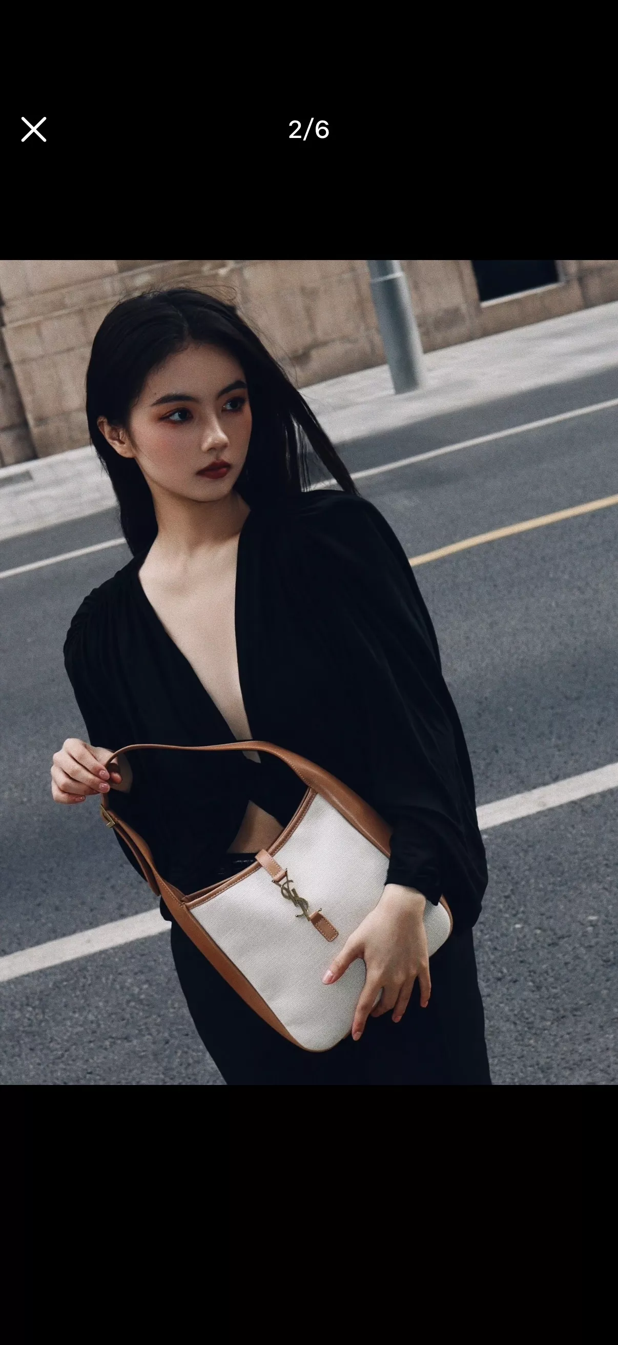 입생로랑 캔버스 배색 트리밍 호보백 상세 이미지 18