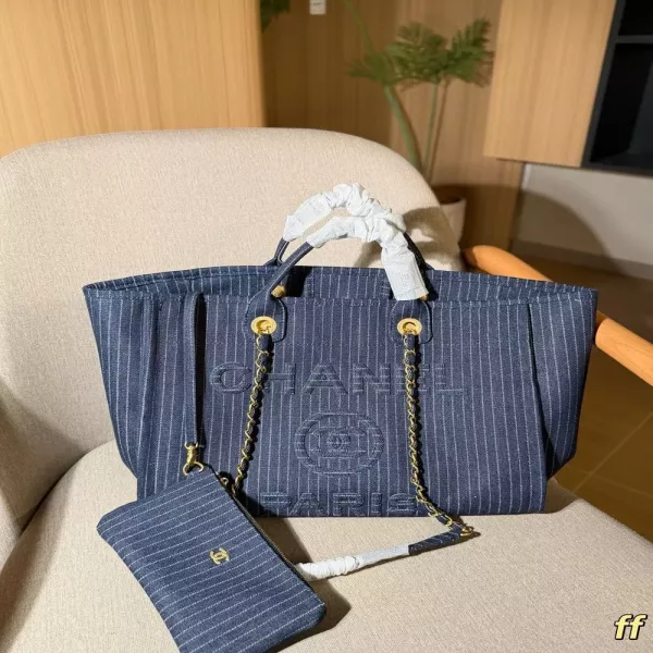 샤넬 데님 대용량 비치 쇼퍼백