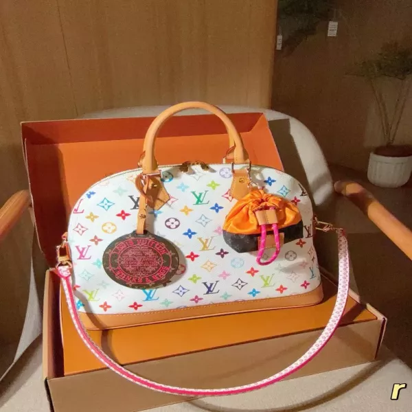 루이비통 화이트 멀티컬러 쉘 토트백