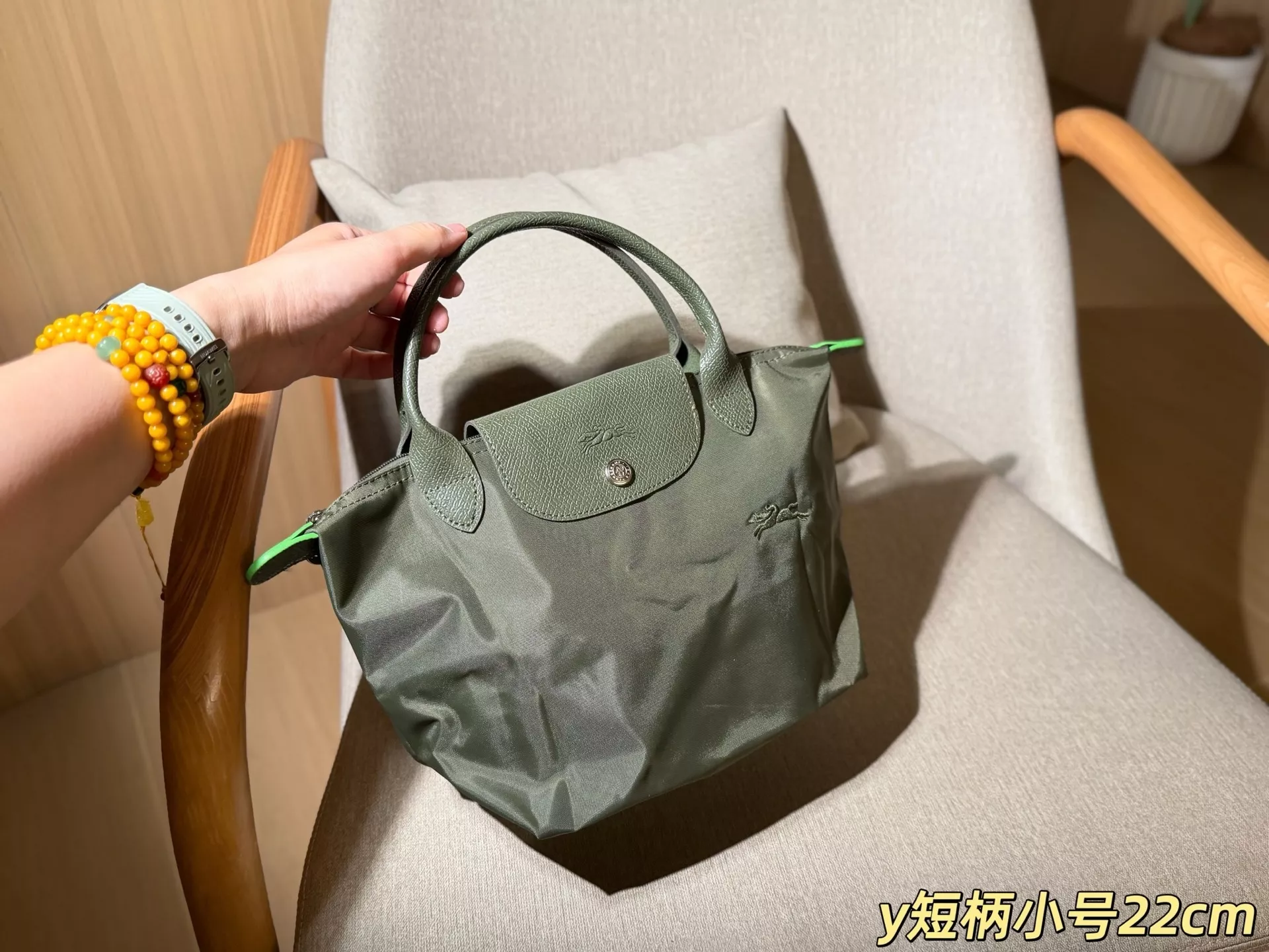 롱샴 클래식 숏핸들 폴딩 나일론 토트백 상세 이미지 23