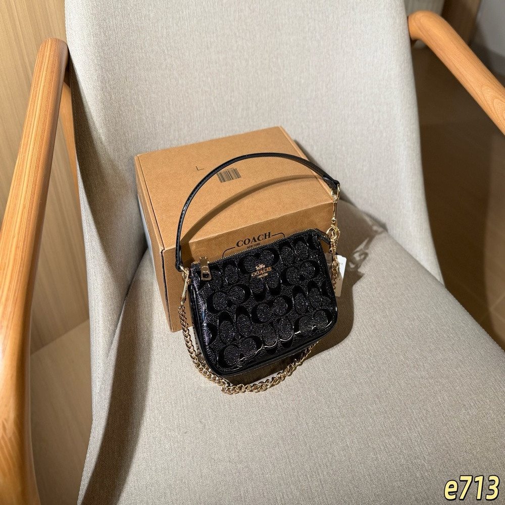 코치 놀리타 19 엠보싱 페이턴트 체인 바게트백