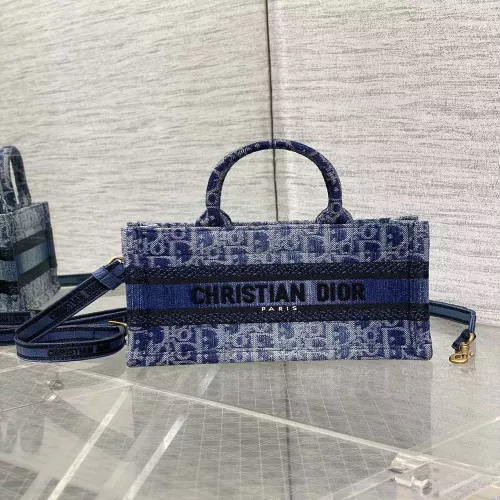 디올 데님 오블리크 그라데이션 미니 토트백
