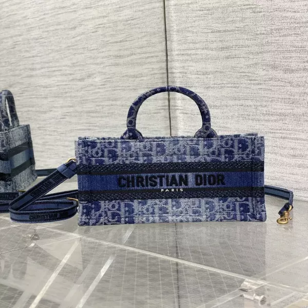 디올 데님 오블리크 그라데이션 미니 토트백