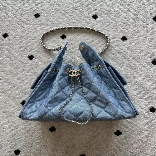 샤넬 퀼팅 데님 체인 호보백