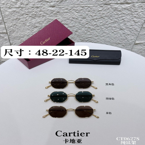 까르띠에 순티타늄 골드톤 C브리지 지오메트릭 선글라스