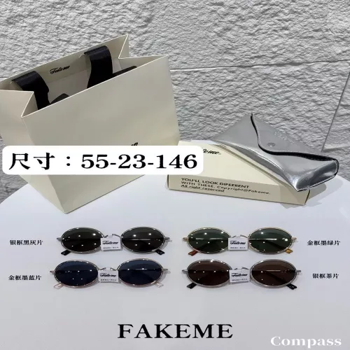 페이크미 레트로 메탈 타원 렌즈 선글라스