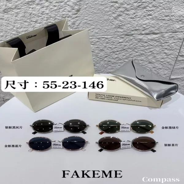 페이크미 레트로 메탈 타원 렌즈 선글라스