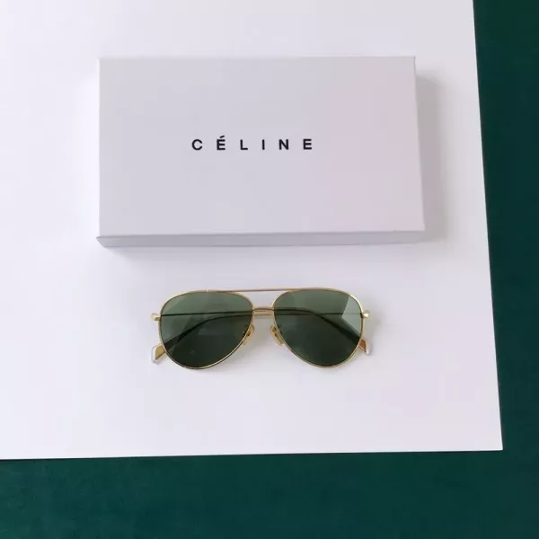 셀린느 금속 프레임 그린 렌즈 에비에이터 선글라스
