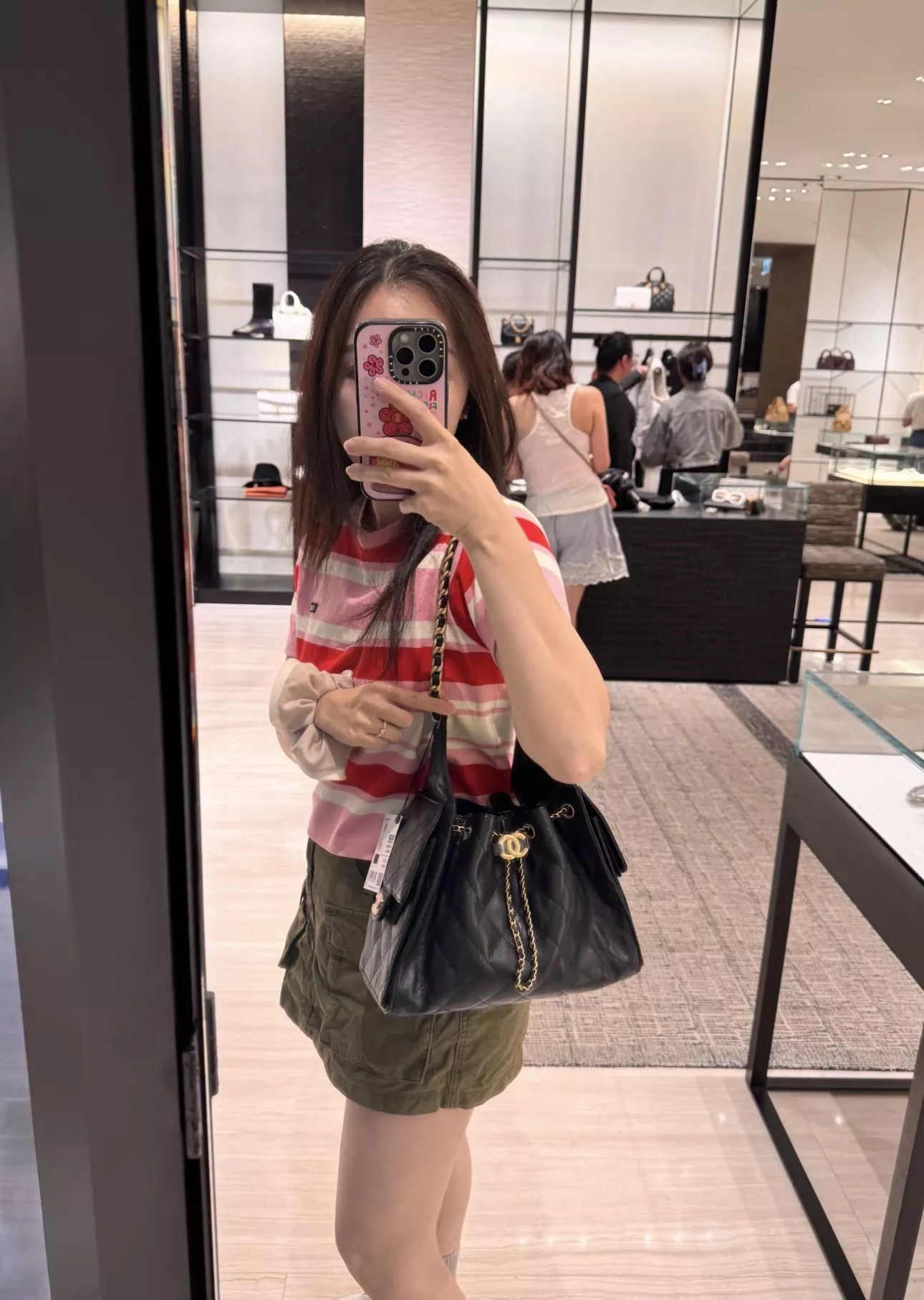 샤넬 25 라인 블랙 캐비어 패턴 체인 호보백 상세 이미지 18