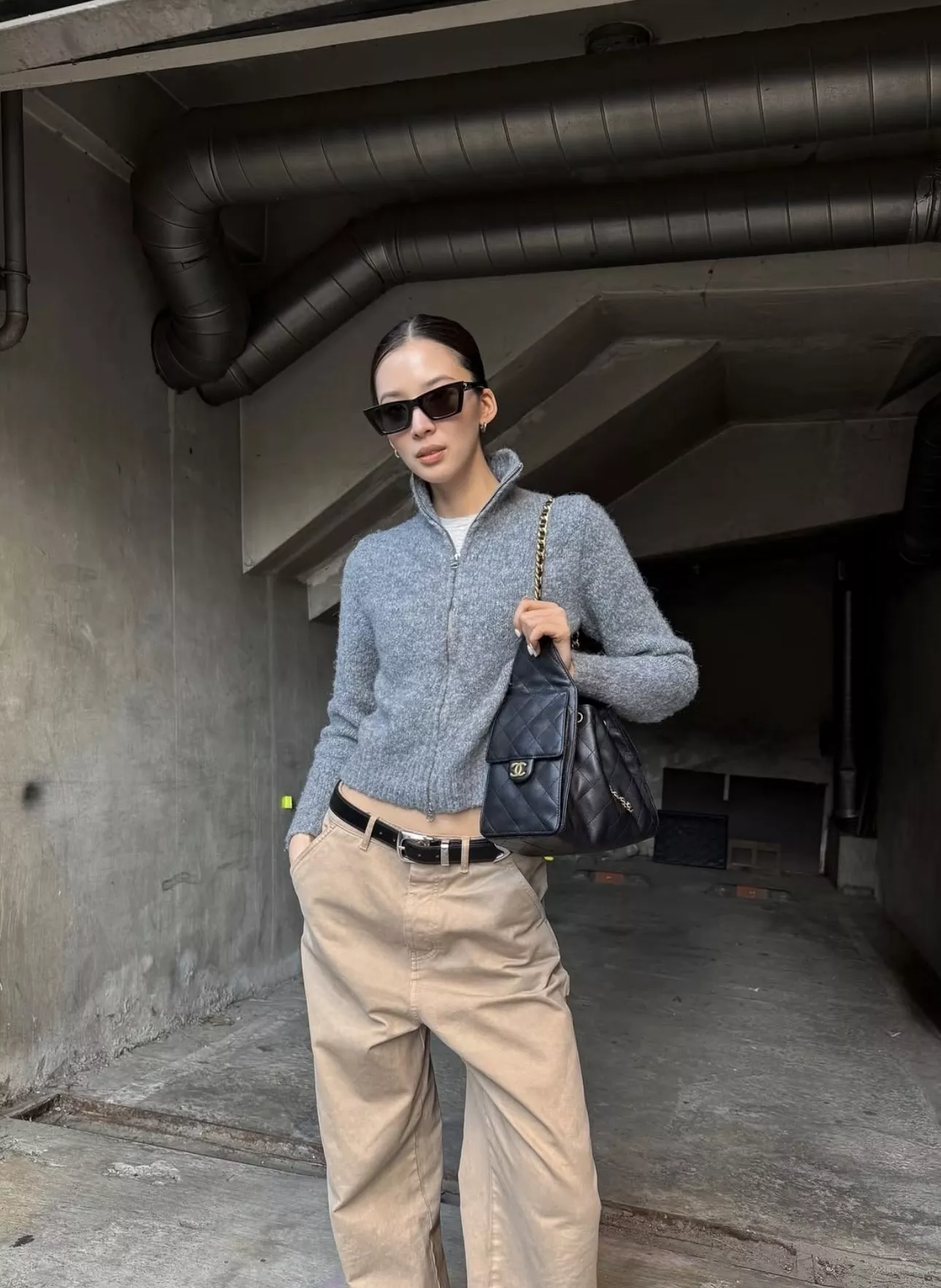 샤넬 25 라인 블랙 캐비어 패턴 체인 호보백 상세 이미지 23