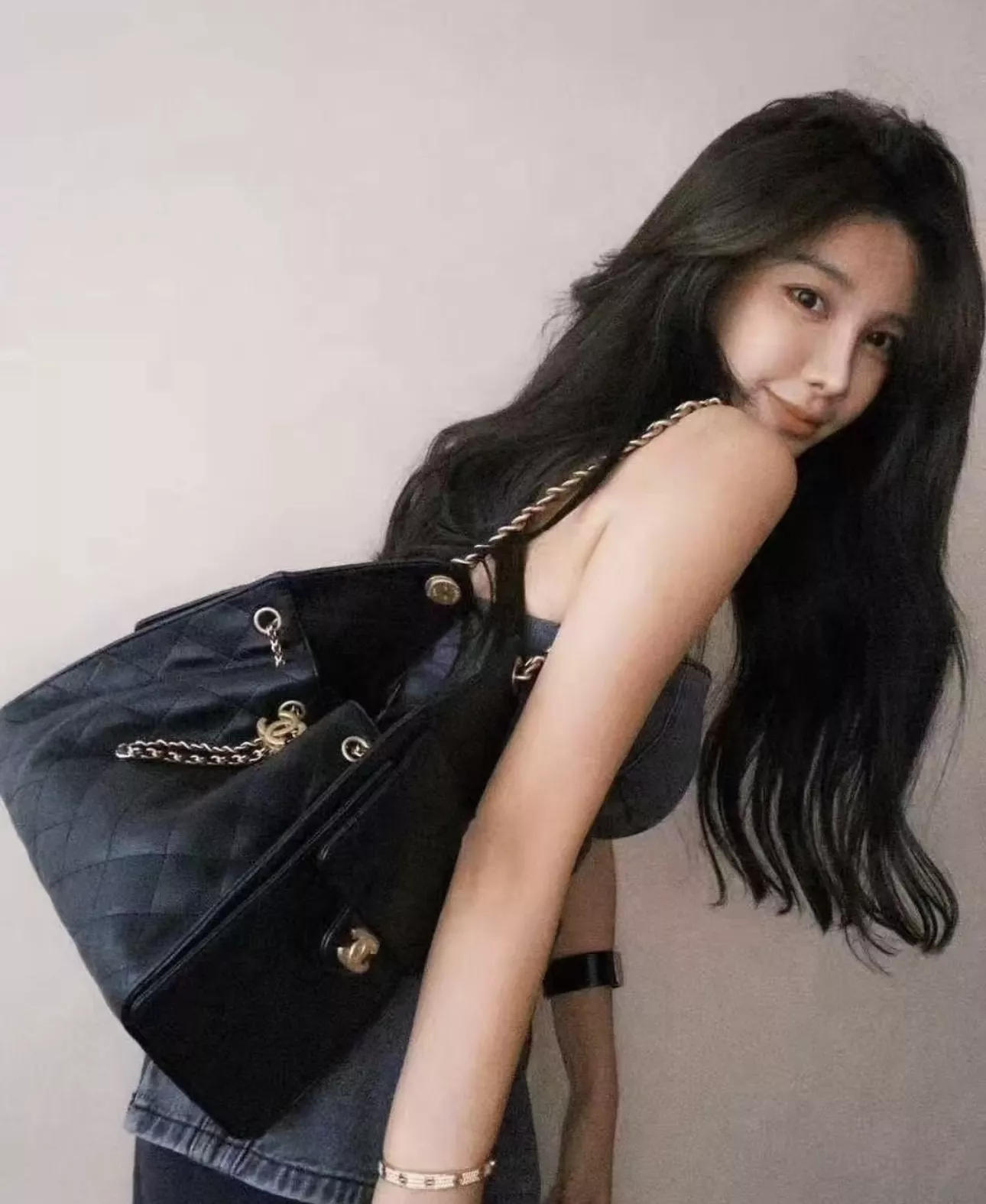 샤넬 25 라인 블랙 캐비어 패턴 체인 호보백 상세 이미지 30