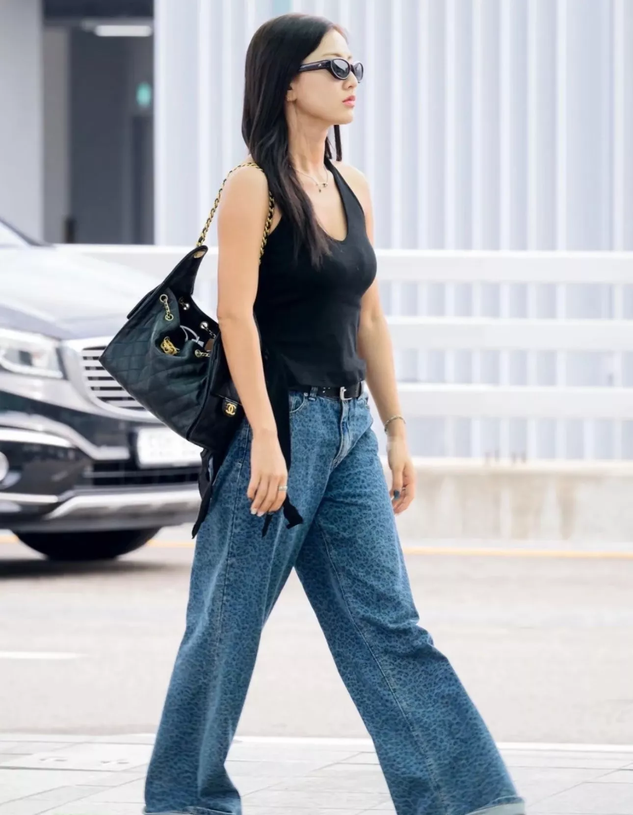 샤넬 25 라인 블랙 캐비어 패턴 체인 호보백 상세 이미지 14