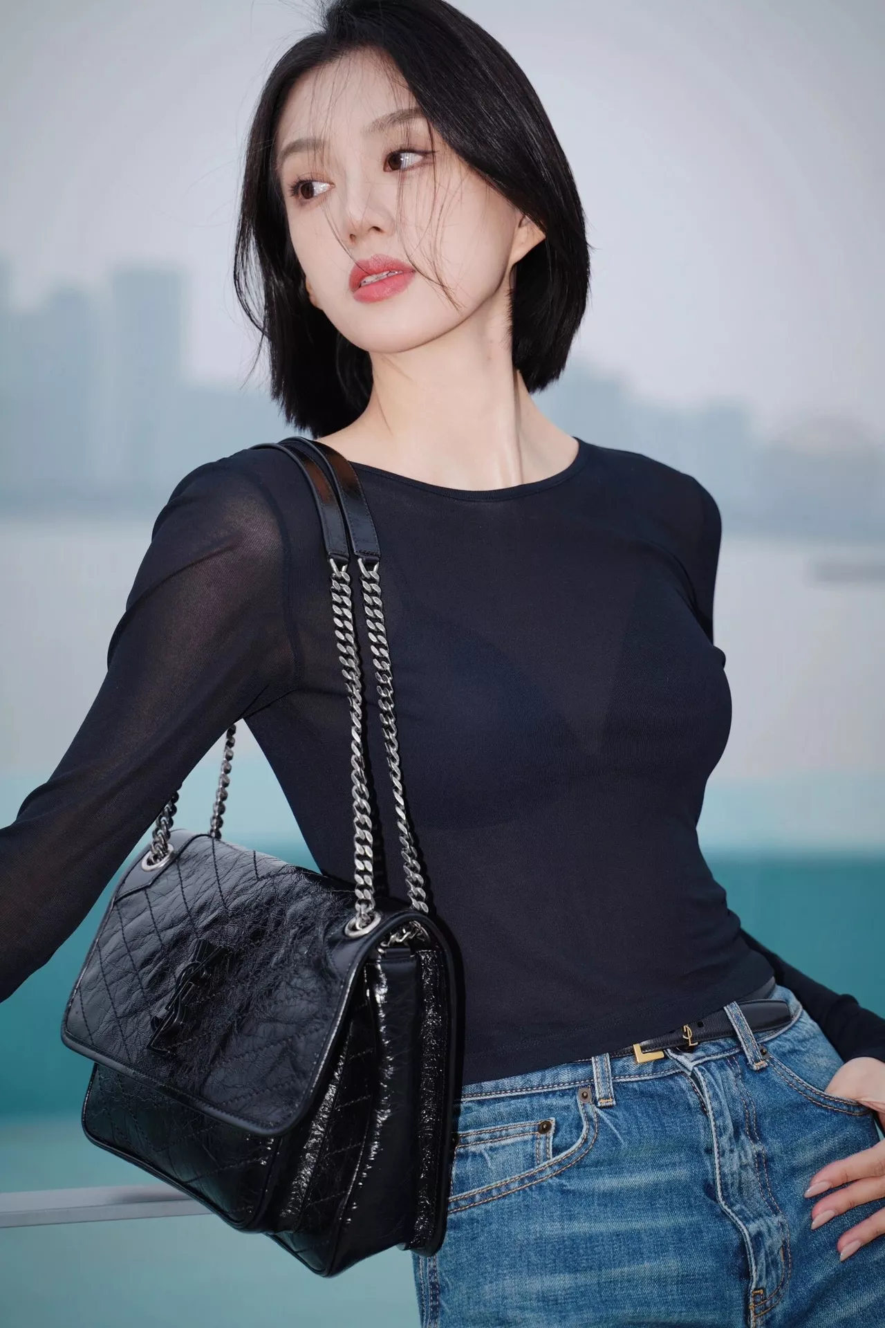 입생로랑 빈티지 오일왁스 소가죽 체인 플랩 숄더백 상세 이미지 118