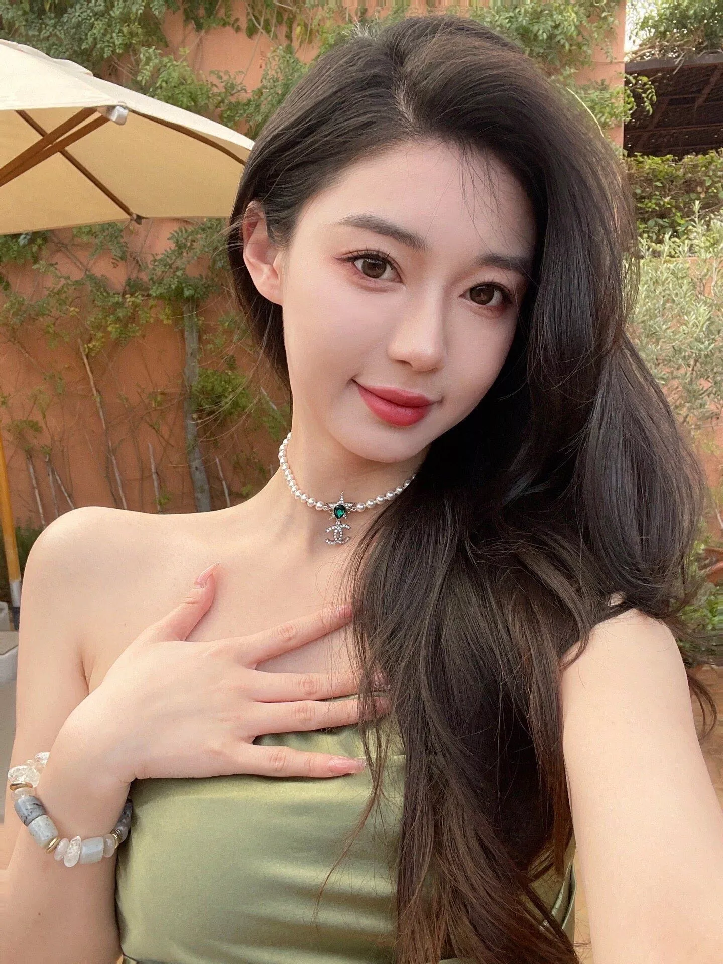 샤넬 진주 스타 더블 C 에메랄드 포인트 목걸이 상세 이미지 12