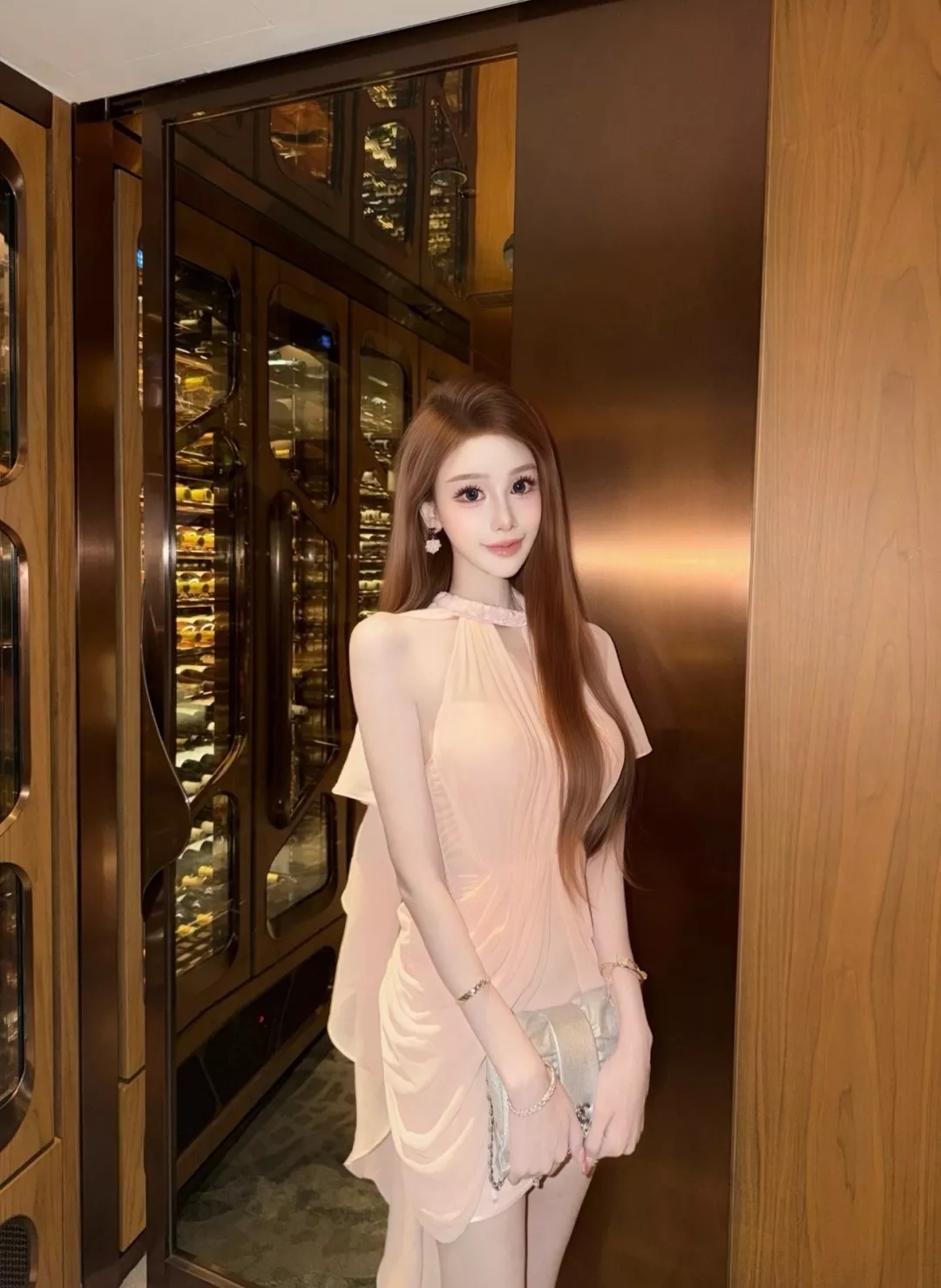 샤넬 더블 C 로고 핑크 크리스털 펄 드롭 귀걸이 상세 이미지 22