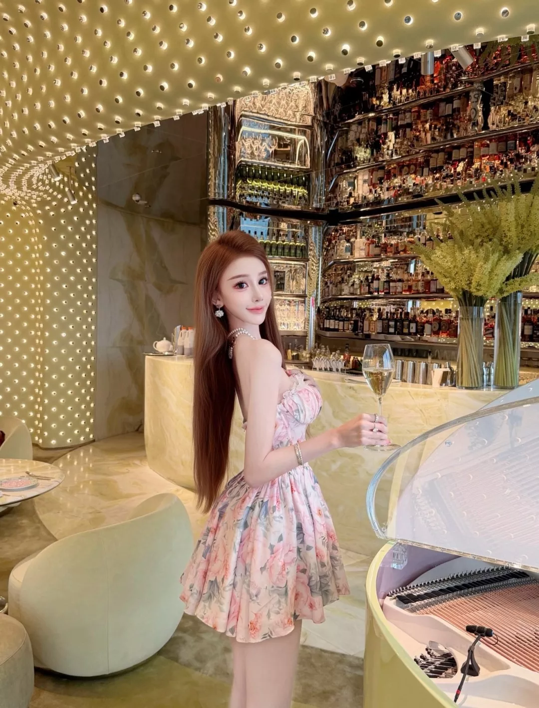 샤넬 더블 C 로고 핑크 크리스털 펄 드롭 귀걸이 상세 이미지 18