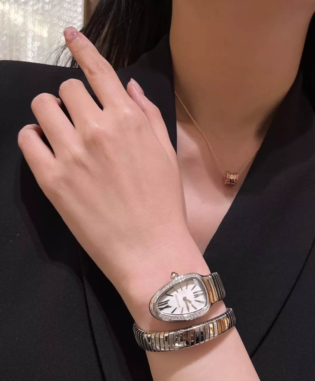 불가리 미니 핑크 블루 스톤 스파이럴 펜던트 목걸이 상세 이미지 20
