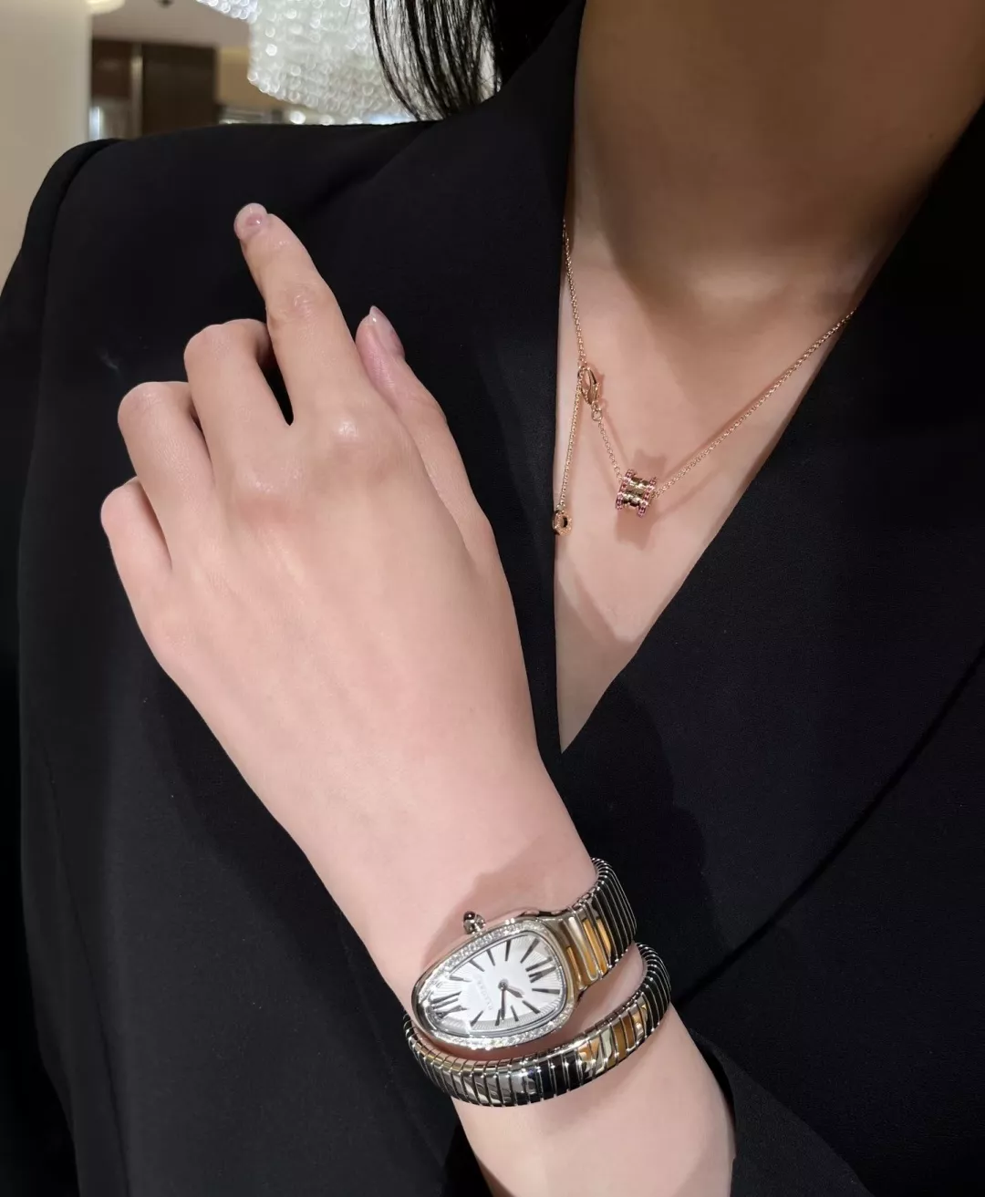불가리 미니 핑크 블루 스톤 스파이럴 펜던트 목걸이 상세 이미지 18