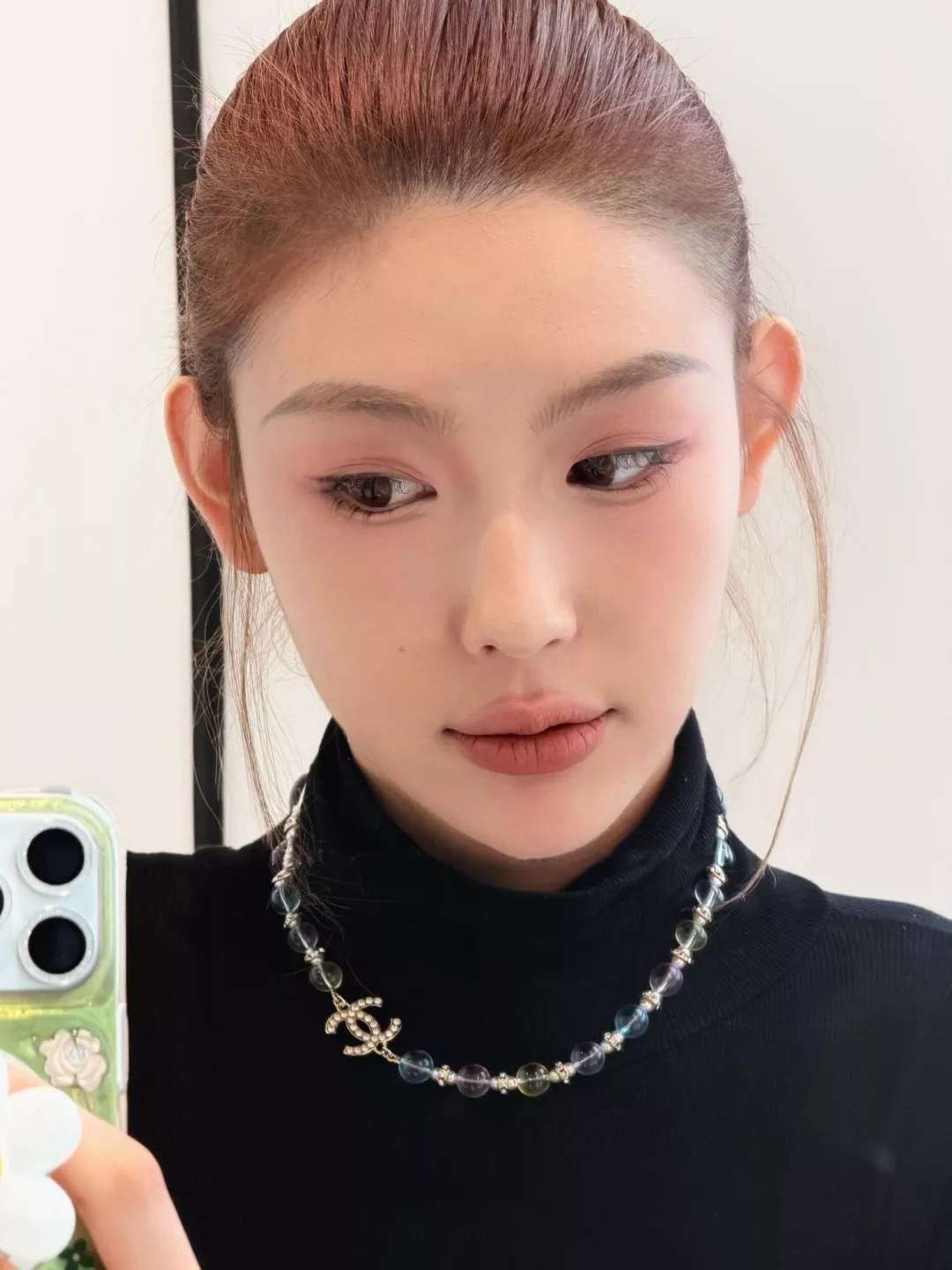 샤넬 컬러 크리스탈 비즈 더블 C 목걸이 상세 이미지 11