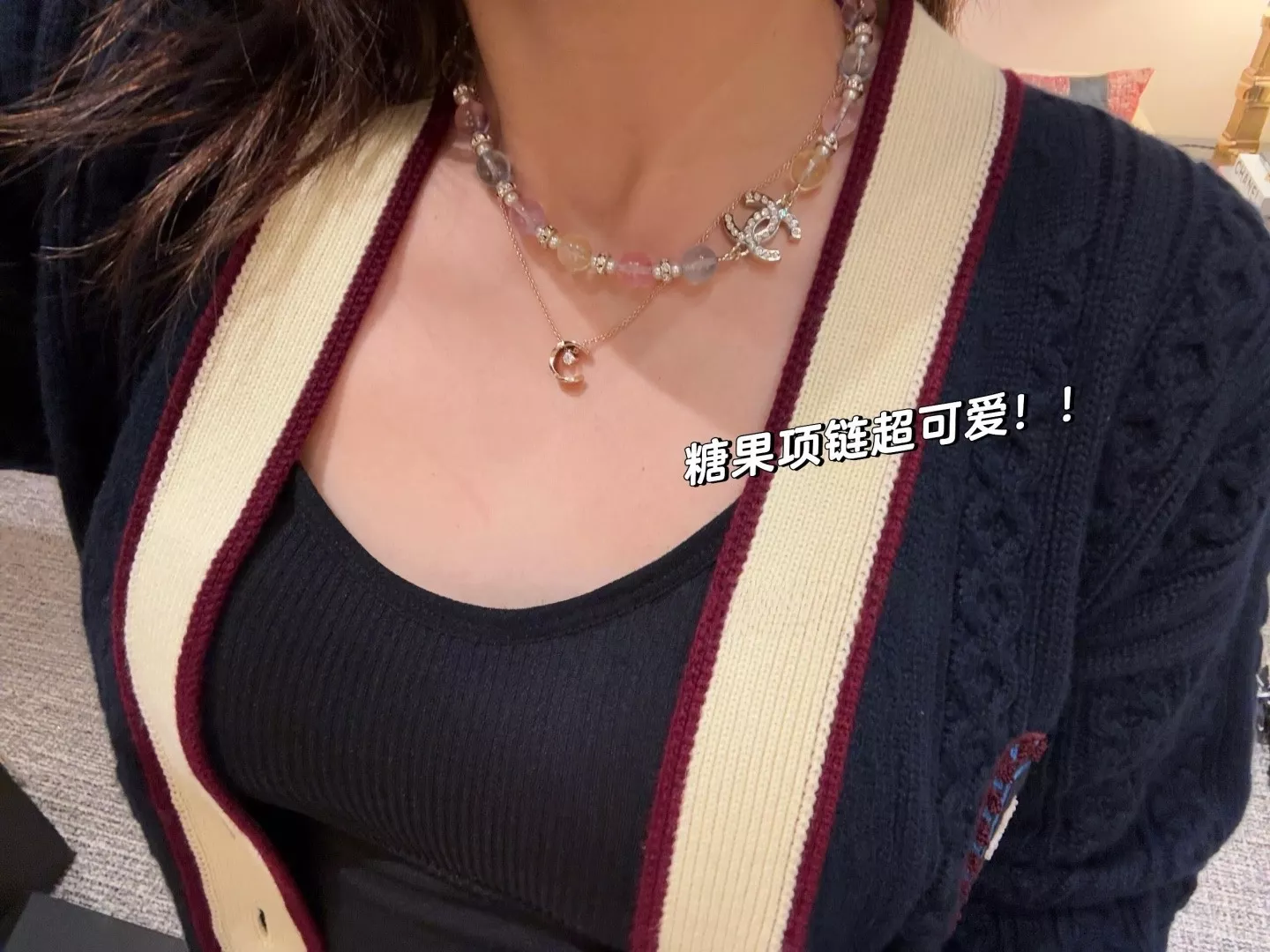 샤넬 컬러 크리스탈 비즈 더블 C 목걸이 상세 이미지 26