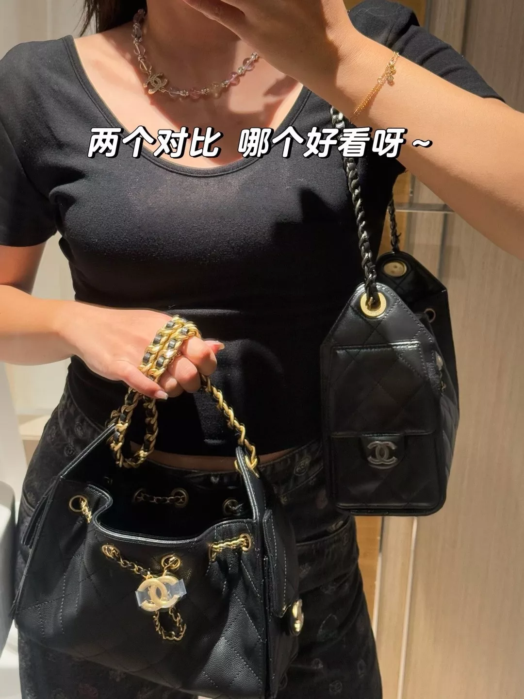 샤넬 컬러 크리스탈 비즈 더블 C 목걸이 상세 이미지 18